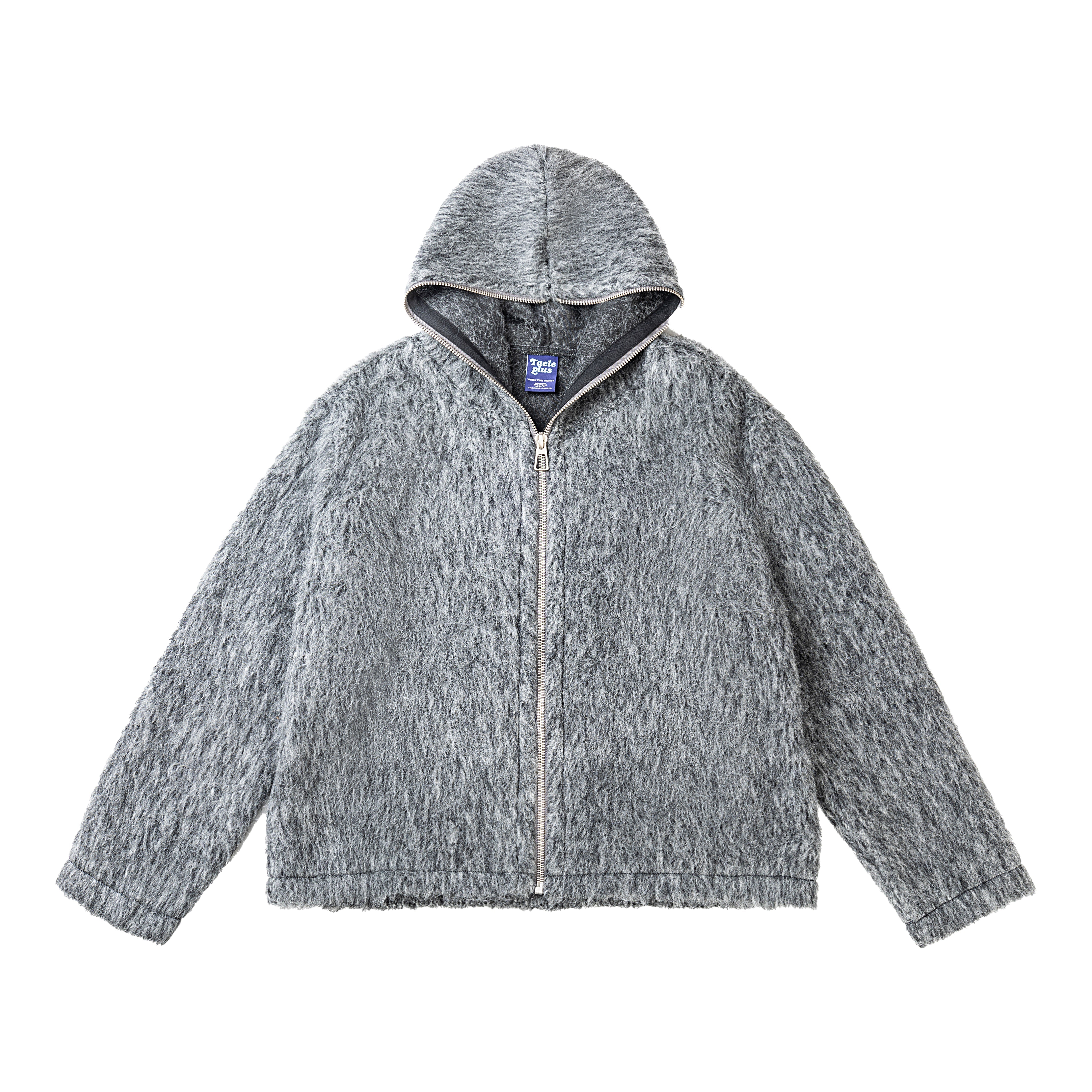 NB mohair hooded Zipper