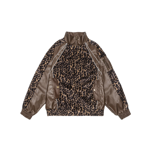 NB Leopard Faux Leather Jacket